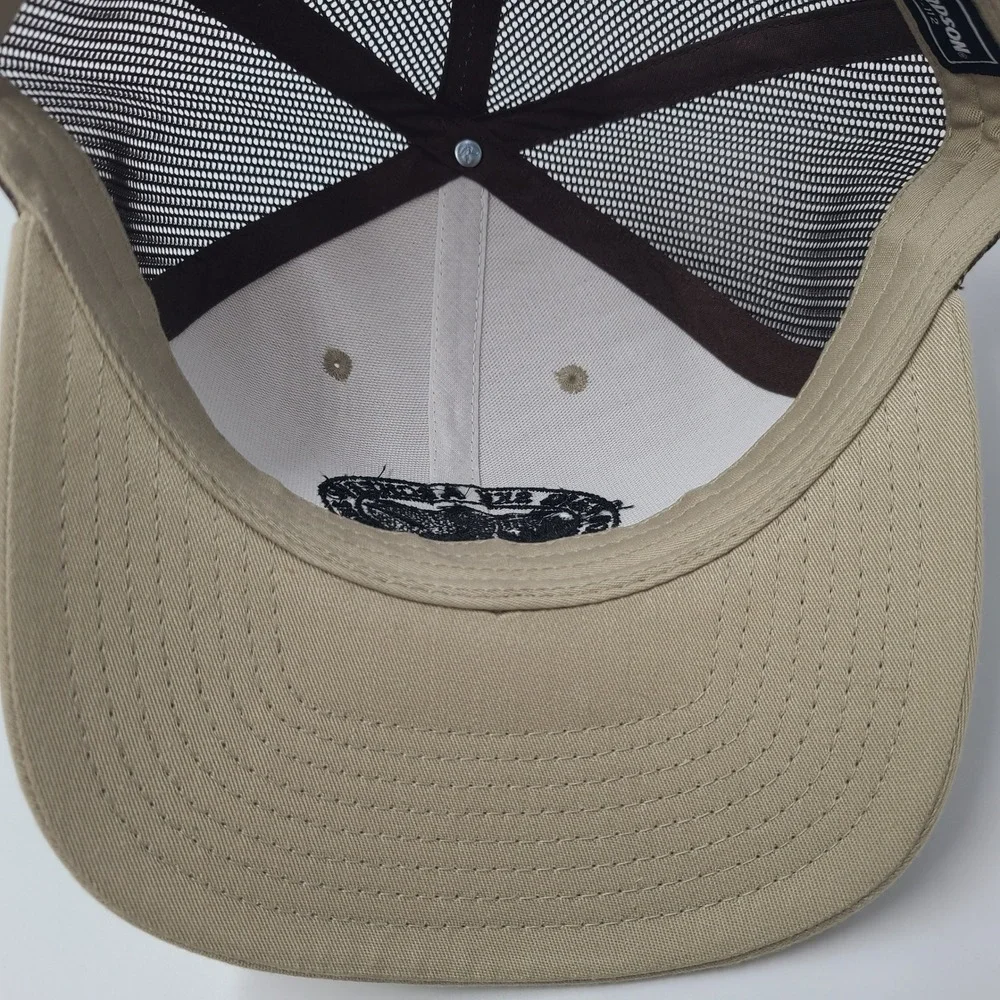 Big Sky Archery Hat Snapback Trucker Mesh Beige Brown Bowhunting‎ Bozeman MT Men
